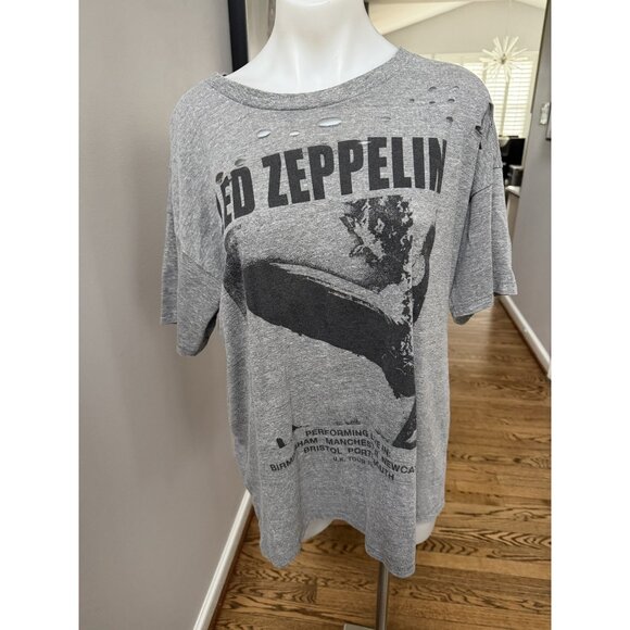 Daydreamer Free People Led Zeppelin UK Tour 1969 Tee Distressed Gray Size S - Picture 1 of 3